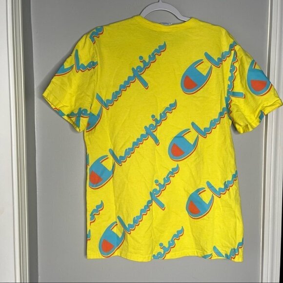 Champion Heritage Mens Yellow All Over Print Graphic Tee - Picture 4 of 6